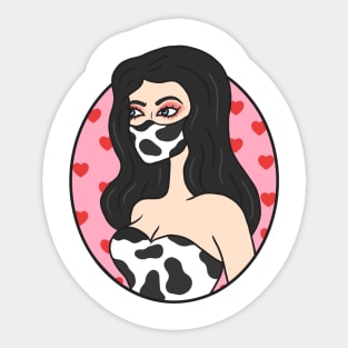 Masked cow girl Sticker